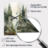 Pine Tree Misty Morning II - Asymmetric Metal Wall Clock