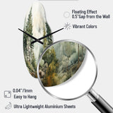 Pine Tree Misty Morning II - Asymmetric Metal Wall Clock