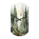 Pine Tree Misty Morning II - Asymmetric Metal Wall Clock