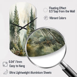 Pine Tree Misty Morning II - Asymmetric Metal Wall Clock