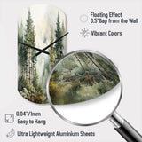 Pine Tree Misty Morning II - Asymmetric Metal Wall Clock