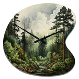 Pine Tree Forest - Asymmetric Metal Wall Clock
