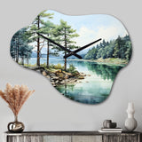 Pine Tree Reflections II - Asymmetric Metal Wall Clock
