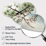 Bird On Pine Tree I - Asymmetric Metal Wall Clock