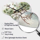 Bird On Pine Tree I - Asymmetric Metal Wall Clock