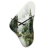 Pine Tree Silent Wilderness - Asymmetric Metal Wall Clock