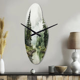 Pine Tree Silent Wilderness - Asymmetric Metal Wall Clock