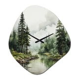 Pine Tree Silent Wilderness - Asymmetric Metal Wall Clock