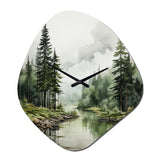 Pine Tree Silent Wilderness - Asymmetric Metal Wall Clock