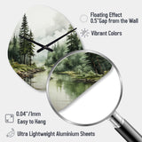 Pine Tree Silent Wilderness - Asymmetric Metal Wall Clock