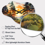Pine Tree Sunset Glow I - Asymmetric Metal Wall Clock