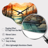 Pine Tree Sunset Glow II - Asymmetric Metal Wall Clock