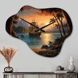 Pirate Boat Lost Isles - Asymmetric Metal Wall Clock