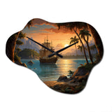 Pirate Boat Lost Isles - Asymmetric Metal Wall Clock