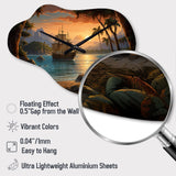 Pirate Boat Lost Isles - Asymmetric Metal Wall Clock