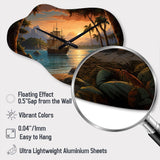 Pirate Boat Lost Isles - Asymmetric Metal Wall Clock