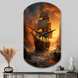 Pirate Boat Plunderers Legacy - Asymmetric Metal Wall Clock