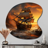 Pirate Boat Plunderers Legacy - Asymmetric Metal Wall Clock