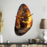 Pirate Boat Plunderers Legacy - Asymmetric Metal Wall Clock
