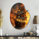 Pirate Boat Plunderers Legacy - Asymmetric Metal Wall Clock