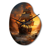 Pirate Boat Plunderers Legacy - Asymmetric Metal Wall Clock
