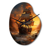 Pirate Boat Plunderers Legacy - Asymmetric Metal Wall Clock