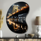 Pittsburgh Beautiful Cityscape At Night - Asymmetric Metal Wall Clock