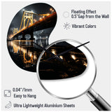 Pittsburgh Beautiful Cityscape At Night - Asymmetric Metal Wall Clock