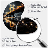 Pittsburgh Beautiful Cityscape At Night - Asymmetric Metal Wall Clock