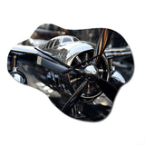 Plane With Abstracted Propellers - Asymmetric Metal Wall Clock