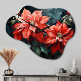 Red Black Poinsettia Flower Fusion - Asymmetric Metal Wall Clock