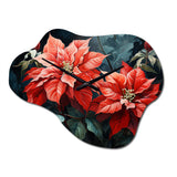 Red Black Poinsettia Flower Fusion - Asymmetric Metal Wall Clock