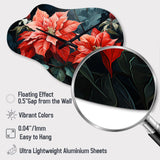 Red Black Poinsettia Flower Fusion - Asymmetric Metal Wall Clock