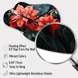 Red Black Poinsettia Flower Fusion - Asymmetric Metal Wall Clock