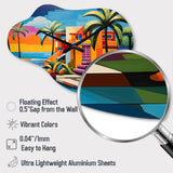 Pop Art Palm Beach In Color I - Asymmetric Metal Wall Clock