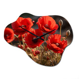 Red Poppies Field I - Asymmetric Metal Wall Clock