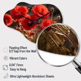 Red Poppies Field I - Asymmetric Metal Wall Clock