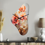 Coral Poppies Romantic Impression III - Asymmetric Metal Wall Clock