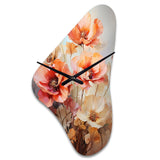 Coral Poppies Romantic Impression III - Asymmetric Metal Wall Clock