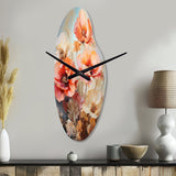 Coral Poppies Romantic Impression III - Asymmetric Metal Wall Clock