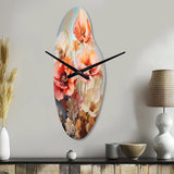 Coral Poppies Romantic Impression III - Asymmetric Metal Wall Clock