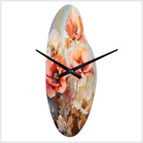 Coral Poppies Romantic Impression III - Asymmetric Metal Wall Clock