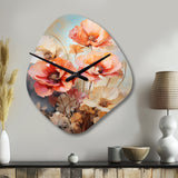 Coral Poppies Romantic Impression III - Asymmetric Metal Wall Clock