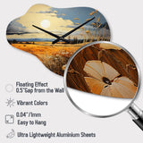 Yellow Blue Prairies Whispers Patchwork II - Asymmetric Metal Wall Clock