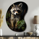 Vibrant Raccoon Portrait I - Asymmetric Metal Wall Clock