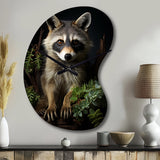 Vibrant Raccoon Portrait I - Asymmetric Metal Wall Clock