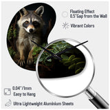 Vibrant Raccoon Portrait I - Asymmetric Metal Wall Clock