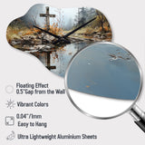 Religious Cross Divine Reflection Landscape II - Asymmetric Metal Wall Clock