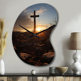 Religious Cross Resurrections Promise - Asymmetric Metal Wall Clock