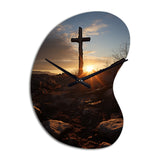Religious Cross Resurrections Promise - Asymmetric Metal Wall Clock